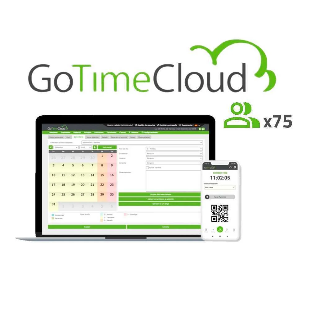Licencia Control de Presencia Y Accesos - Basado En Cloud - Paquete de 75 Usuarios - Comunicación Tc