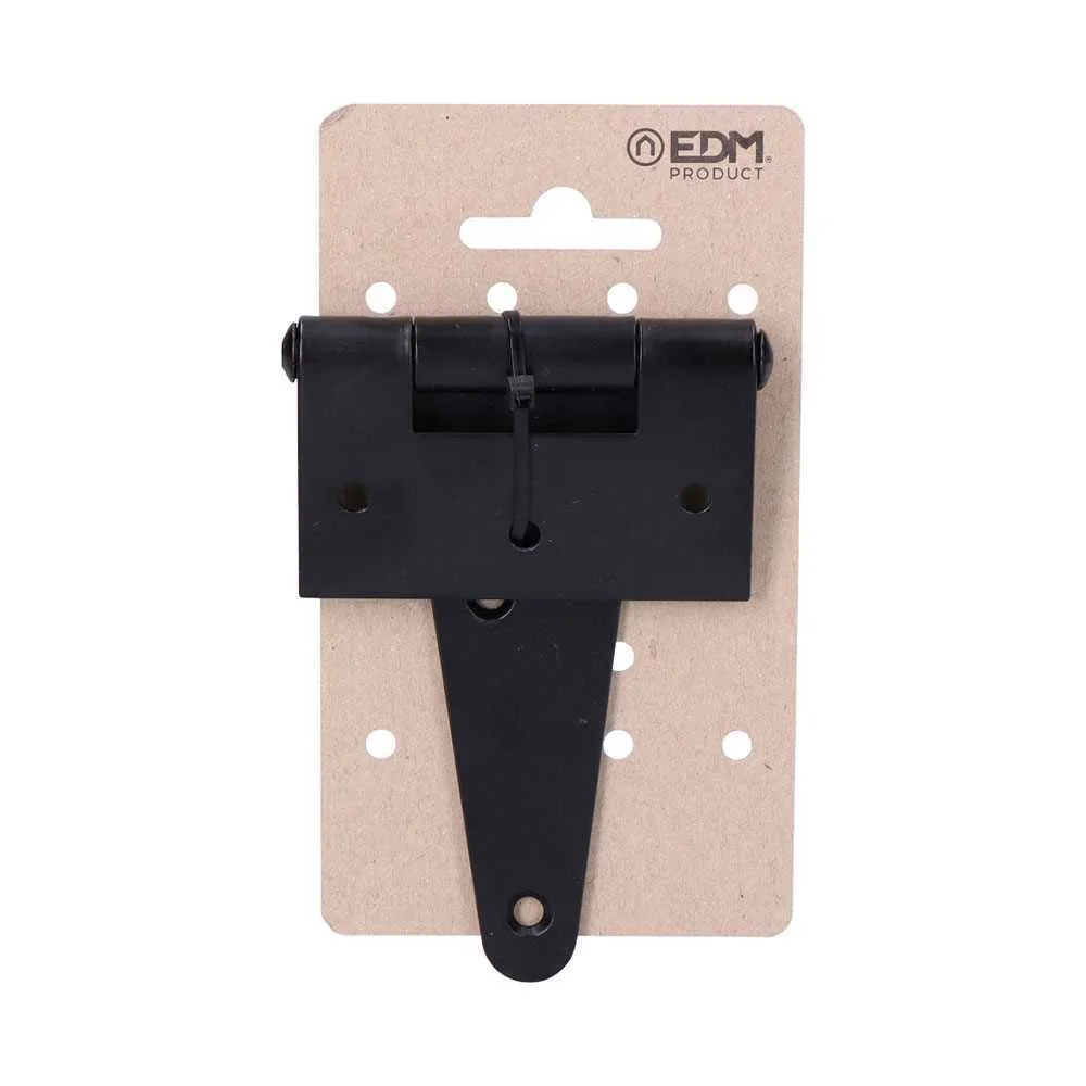 Dobradiça T 100x75mm H° Epóxi Preto em Cartão Suspenso Edm