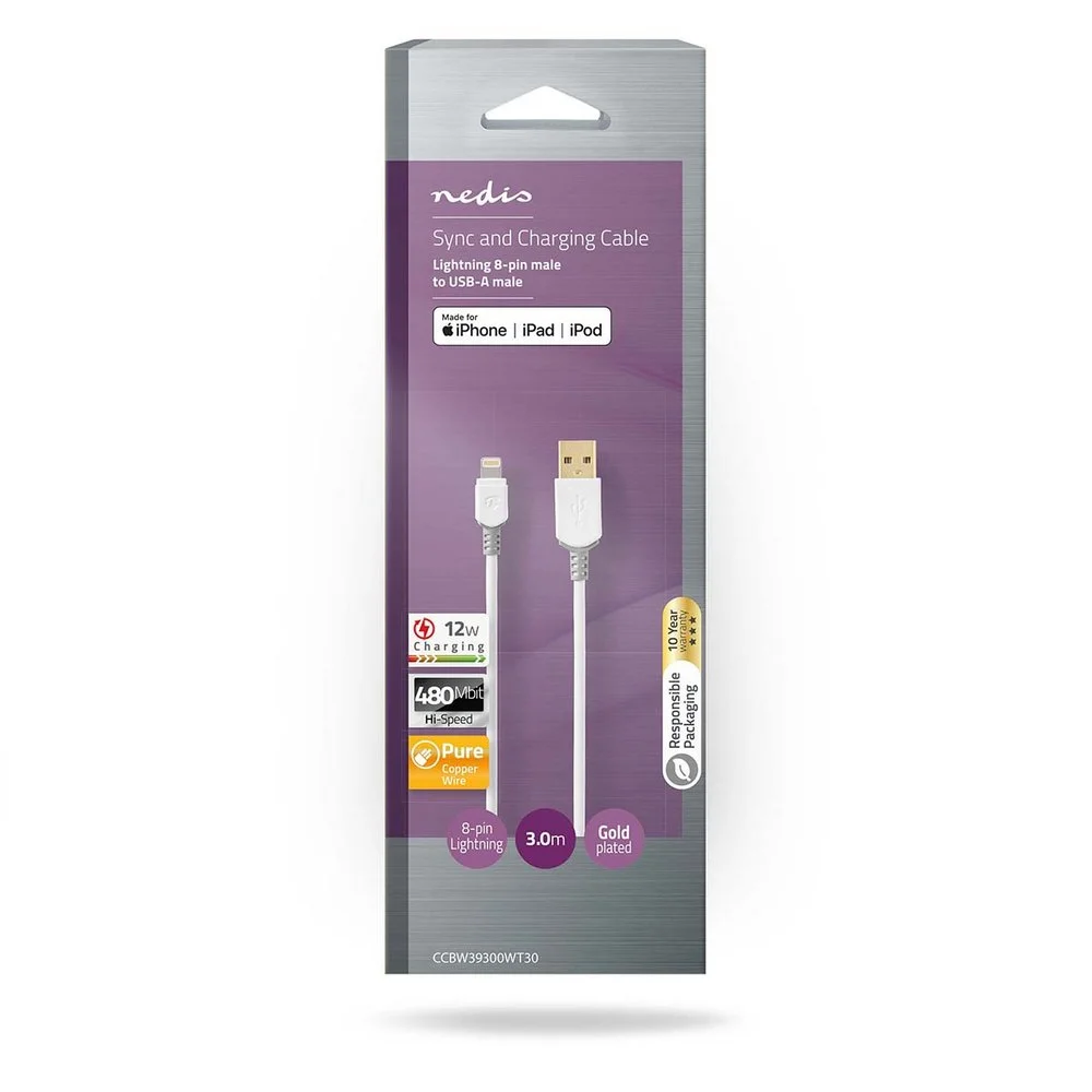 Cabo Relâmpago  Usb20  Apple Lightning 8 Pinos