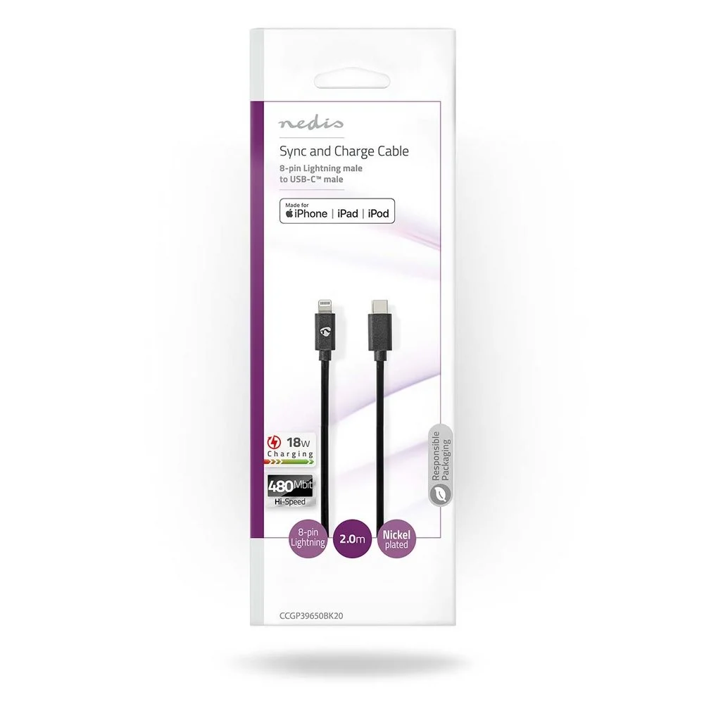 Cabo Lightning  Usb 2.0  8-Pinos  480 Mbps  4.
