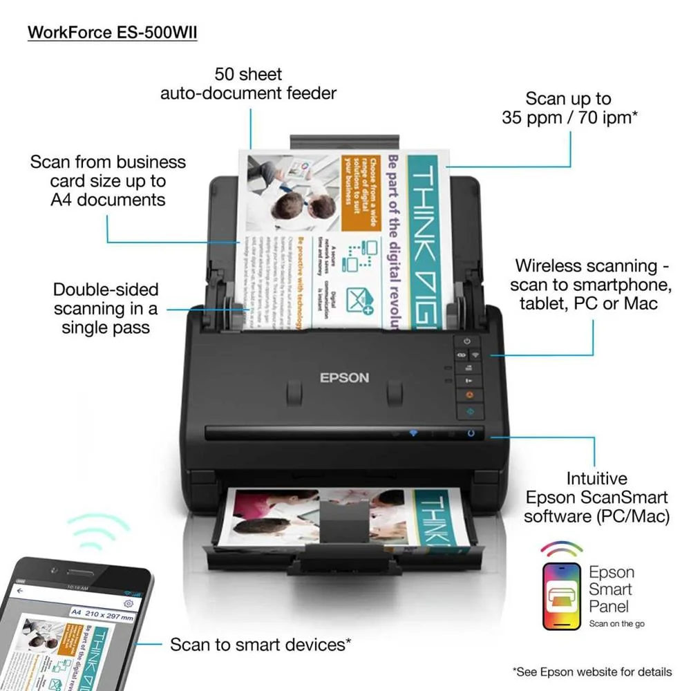 Scanner Wi-Fi Dupla Face Epson B11b263401