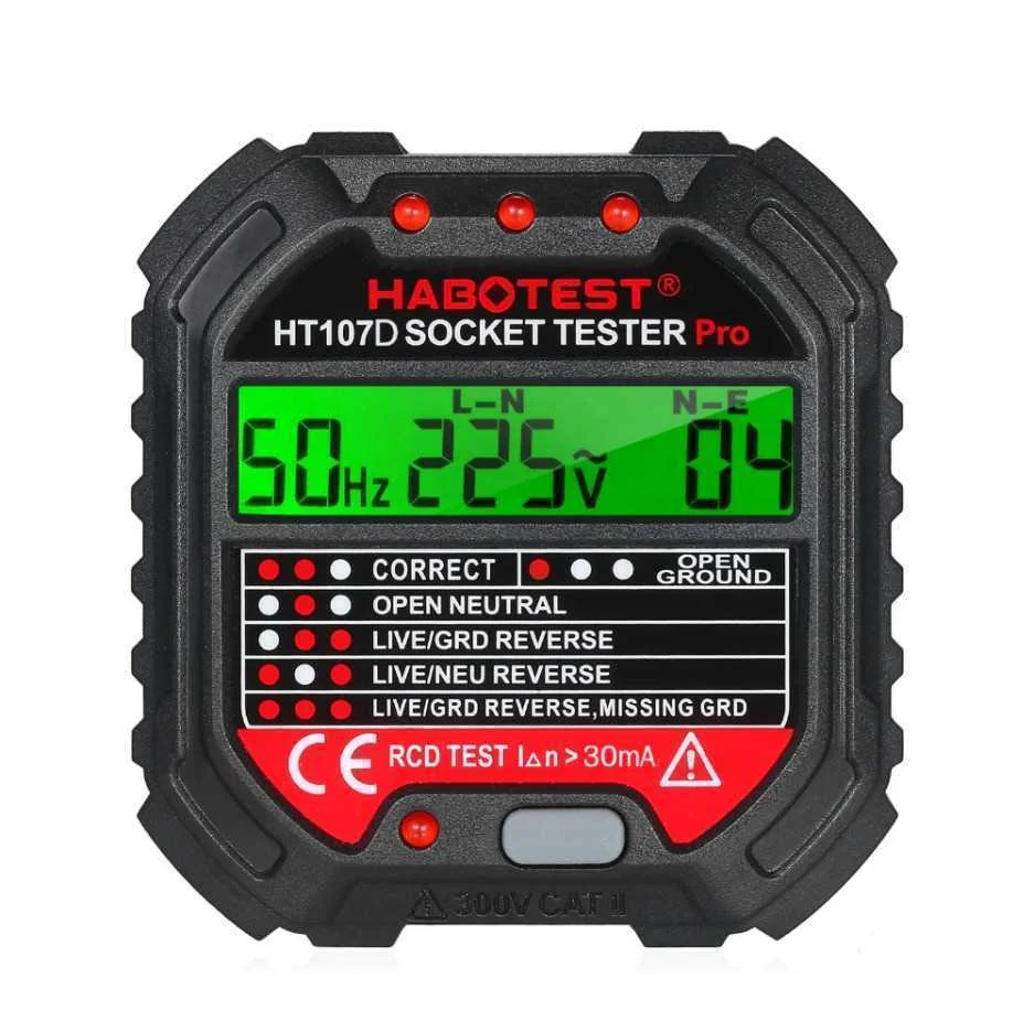 Zkouecka Zásuvek S Digitálním Displejem Habotest Ht107d