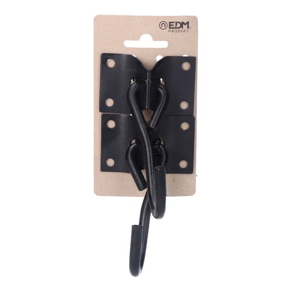2 Unid. Placa com Gancho de Cabide para Rede 70x45mm Preta Edm