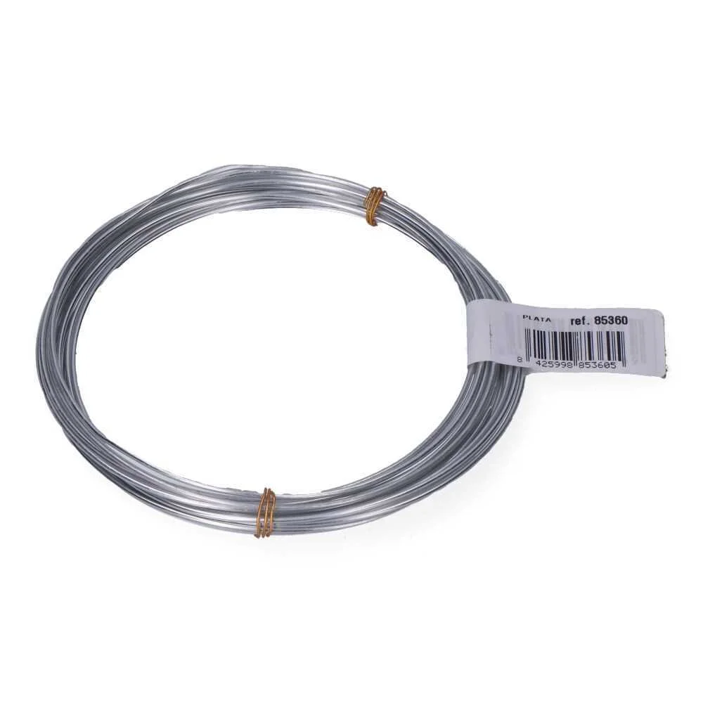 Pack 1un rolo de arame de alum&iacute;nio 1,5mm 5m prata