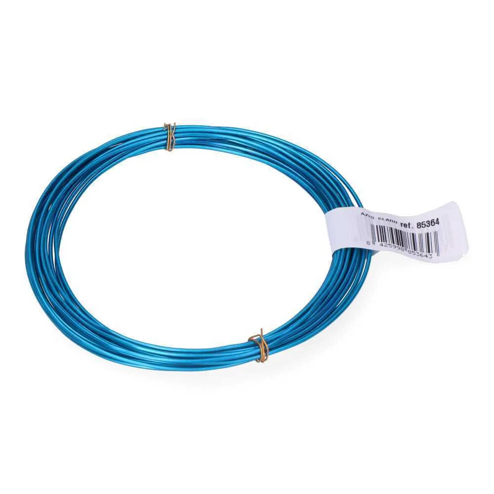 Pack 1un rolo de arame de alum&iacute;nio 1,5mm 5m azul .