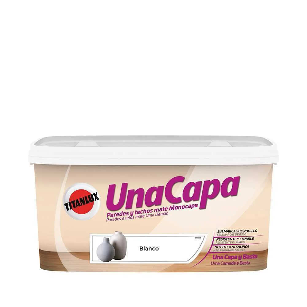 Tinta uma demão branca mate interior 4l titanlux .