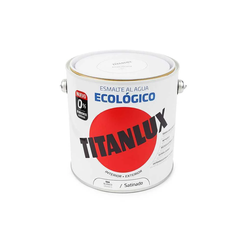 Esmalte ecológico à base de água acetinado branco.