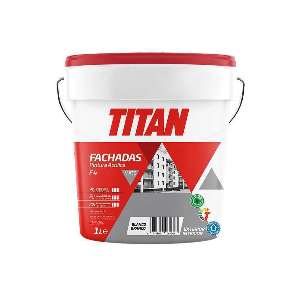 Tinta Acrílica Fachadas Mate F-4 Branco 1l Titan .
