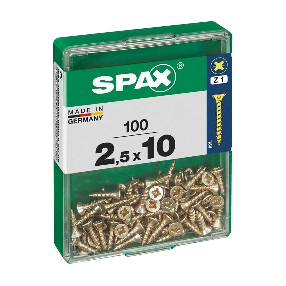 Caixa 100 Unid. Parafuso Madeira Spax Cabeza Plana Yellox 2,5x10mm Spax