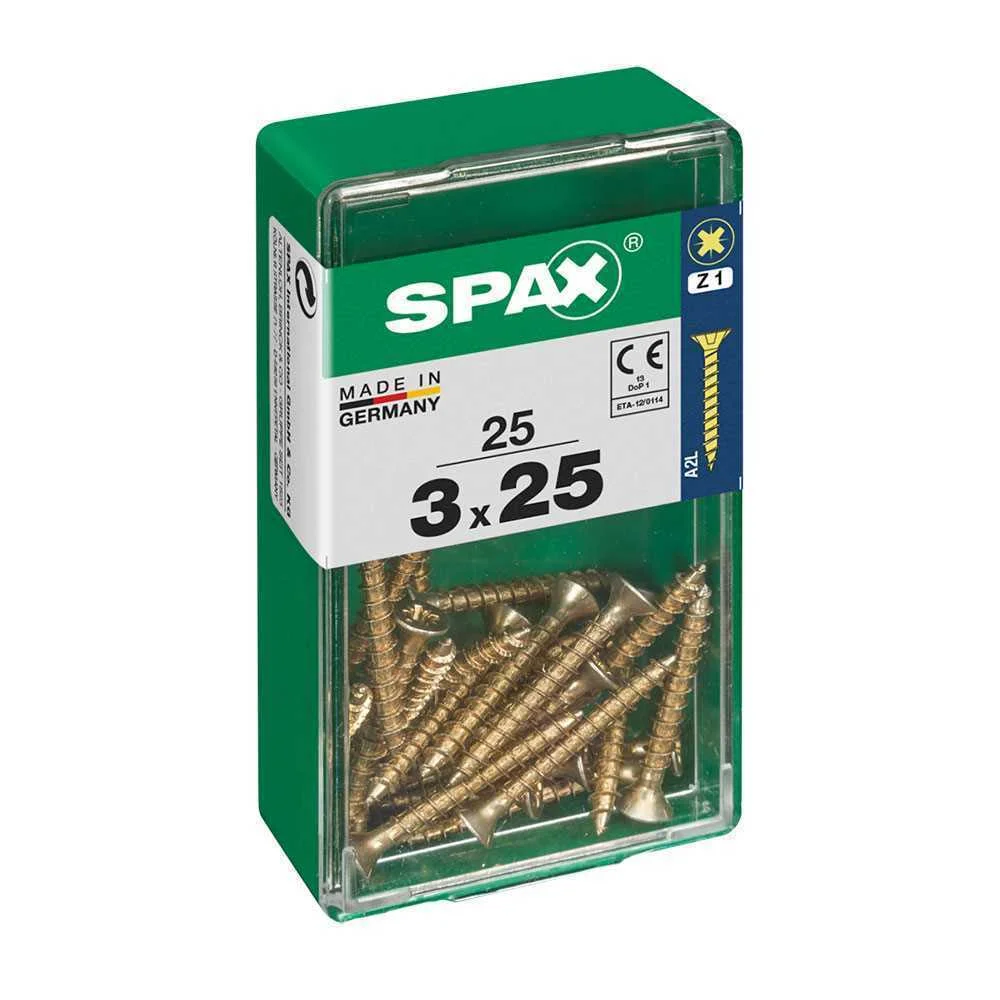 Caixa 25 Unid. Parafuso Madeira Spax Cabeza Plana Yellox 3,0x25mm Spax