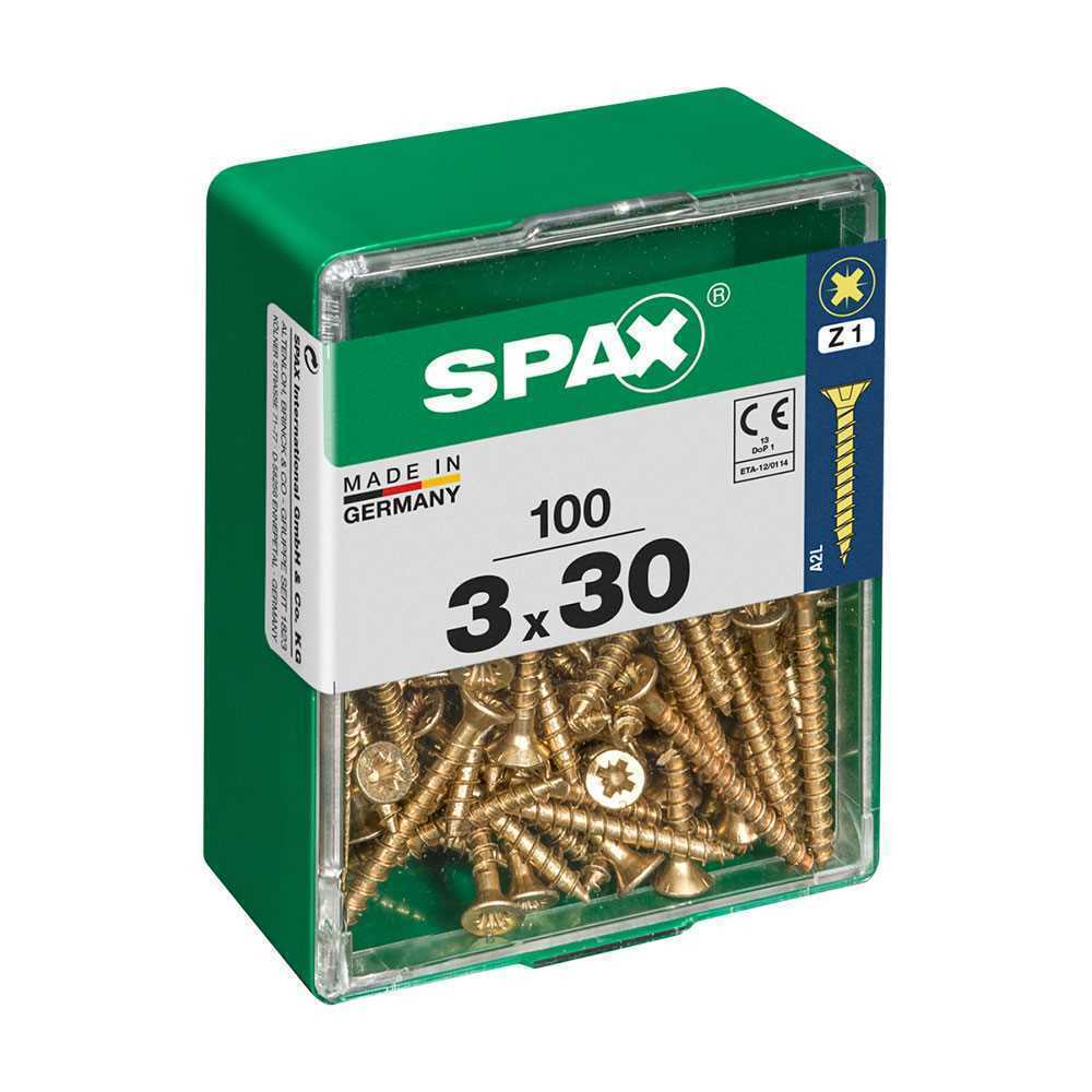 Caixa 100un Parafuso Madeira Spax Cab. Plana Yell.