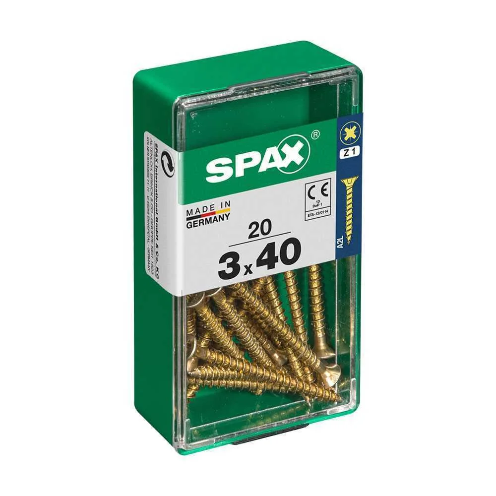 Caixa 20 Unid. Parafuso Madeira Spax Cabeza Plana Yellox 3,0x40mm Spax