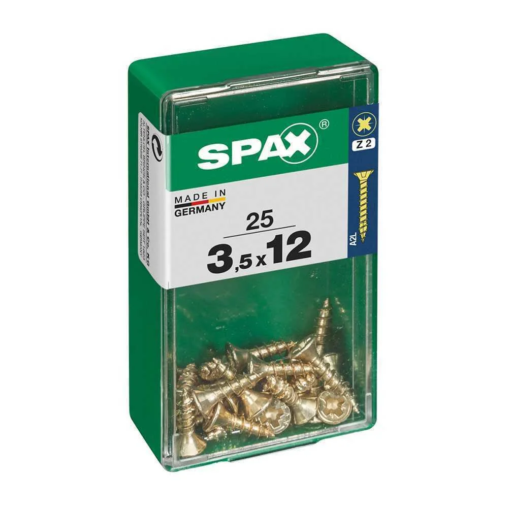 Caixa 25 Unid. Parafuso Madeira Spax Cabeza Plana Yellox 3,5x12mm Spax