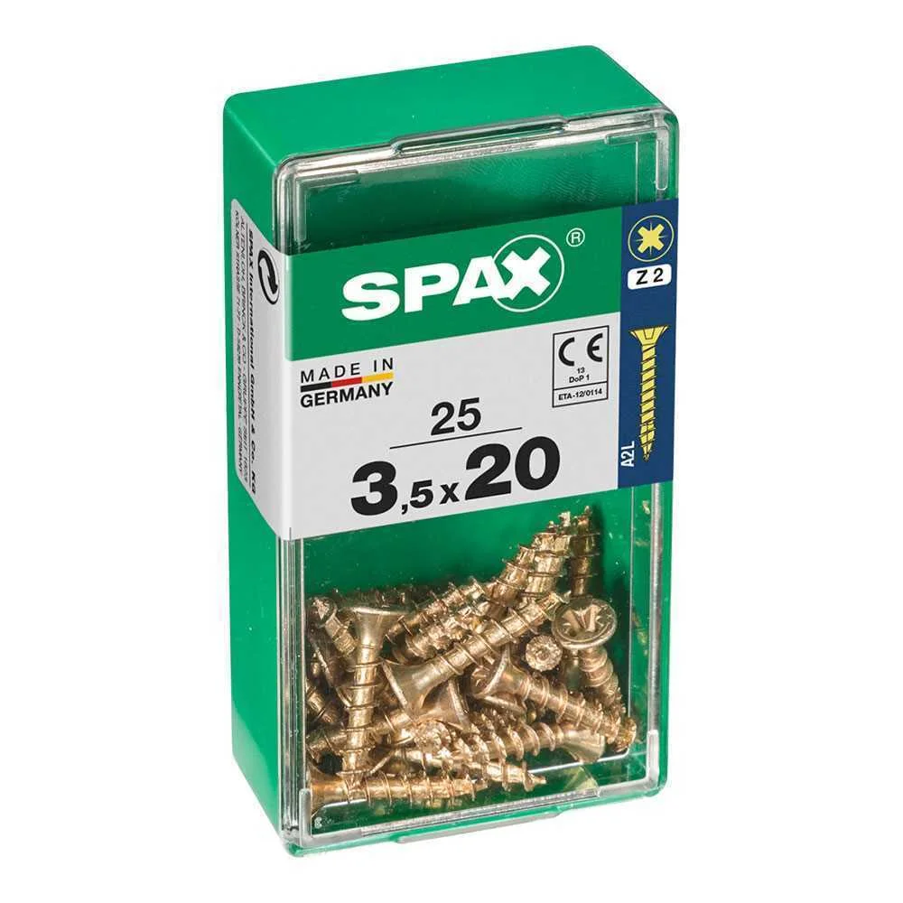Caixa 25 Unid. Parafuso Madeira Spax Cabeza Plana Yellox 3,5x20mm Spax
