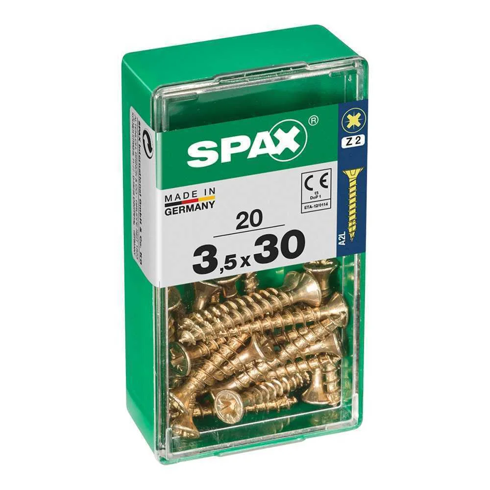 Caixa 20 Unid. Parafuso Madeira Spax Cabeza Plana Yellox 3,5x30mm Spax