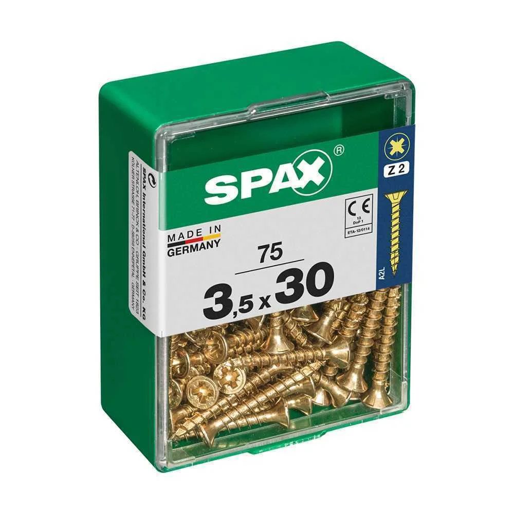Caixa 75 Unid. Parafuso Madeira Spax Cabeza Plana Yellox 3,5x30mm Spax