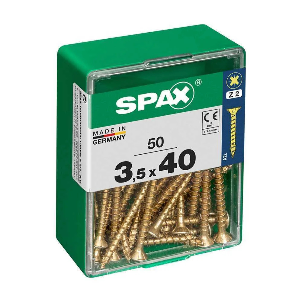 Caixa 50 Unid. Parafuso Madeira Spax Cabeza Plana Yellox 3,5x40mm Spax