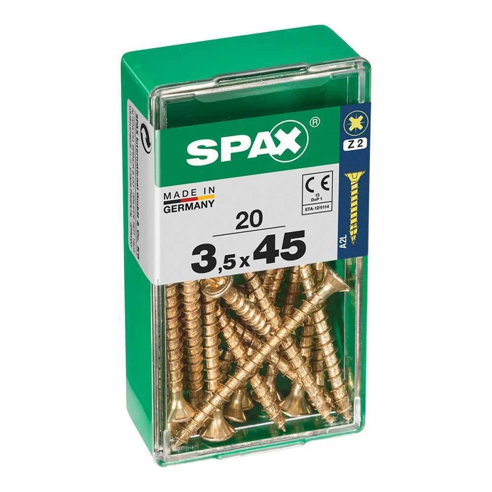 Caixa 20 Unid. Parafuso Madeira Spax Cabeza Plana Yellox 3,5x45mm Spax