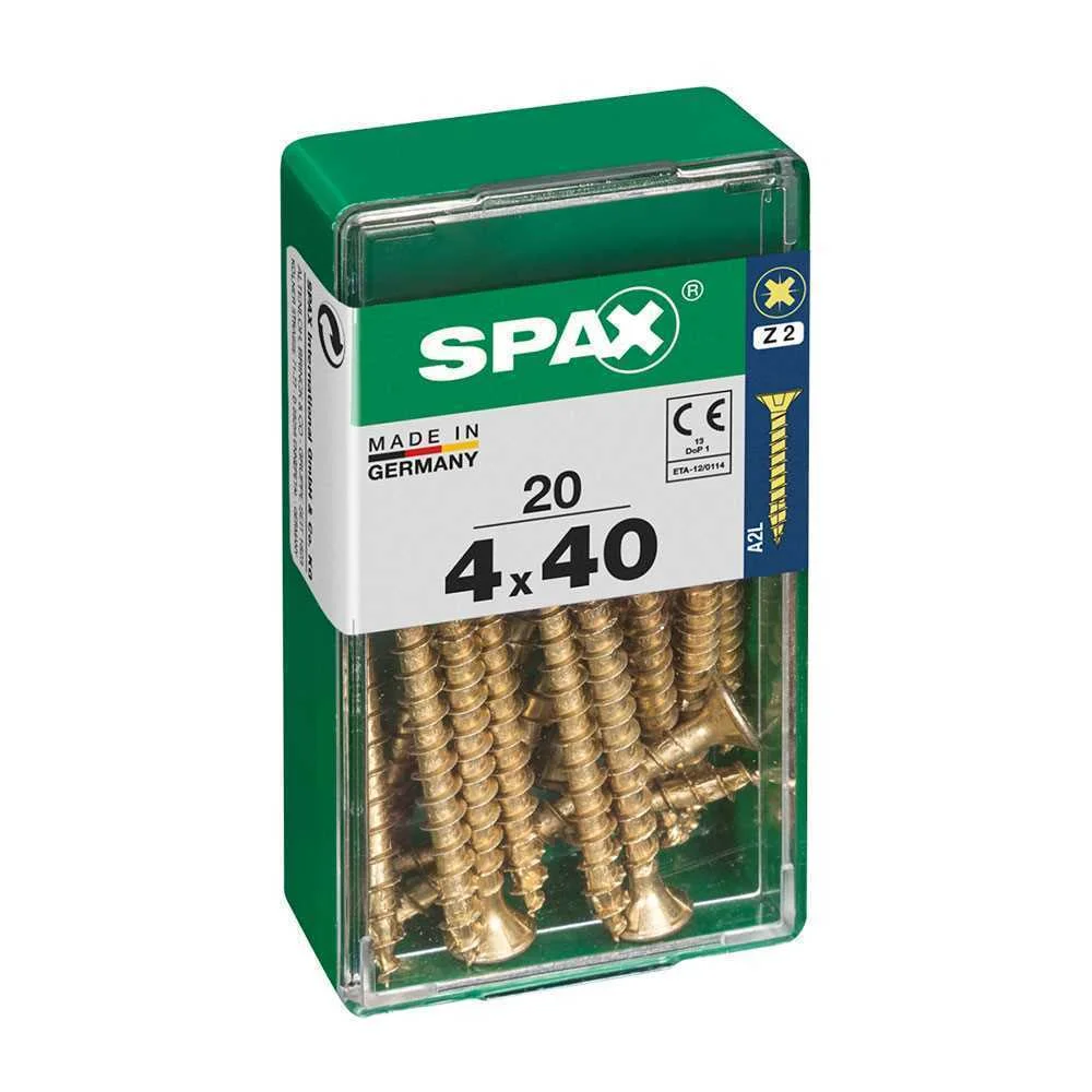 Caixa 20 Unid. Parafuso Madeira Cabeza Plana Yellox 4,0x40mm Spax