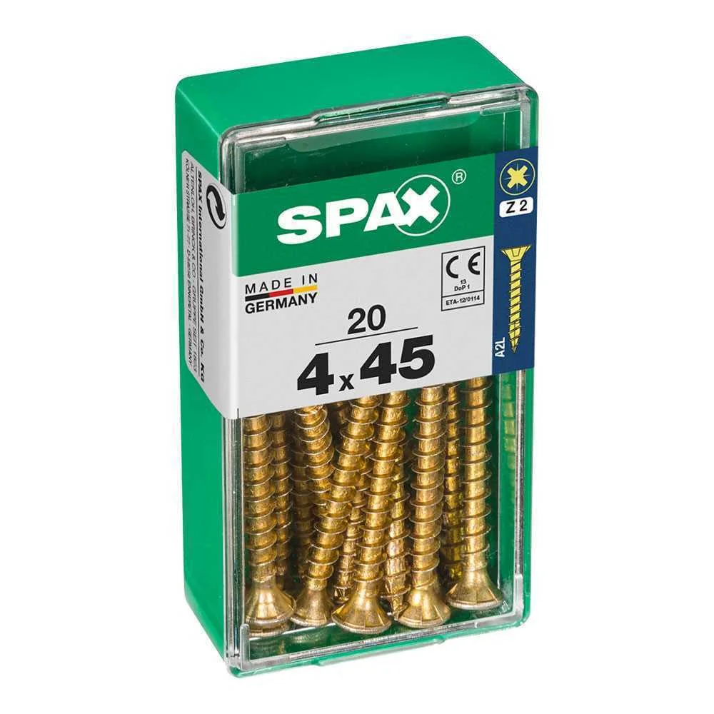 Caixa 20 Unid. Parafuso Madeira Cabeza Plana Yellox 4,0x45mm Spax