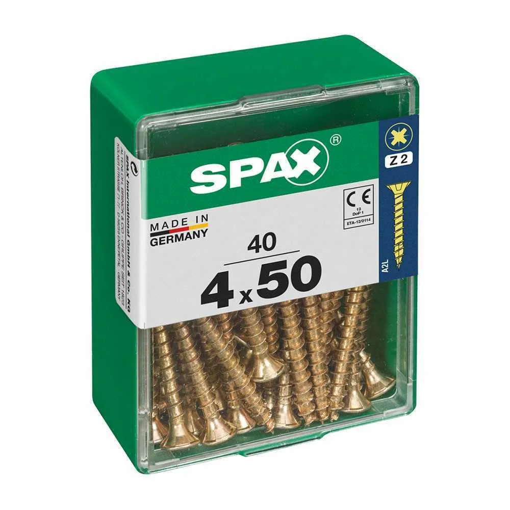 Caixa 40un Parafuso Madeira Spax Cab. Plana Yello.