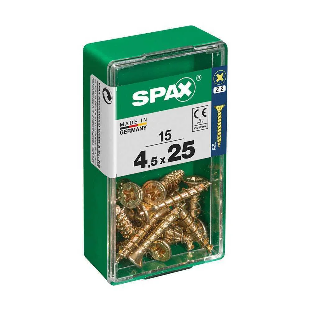 Caixa 15 Unid. Parafuso Madeira Cabeza Plana Yellox 4,5x25mm Spax