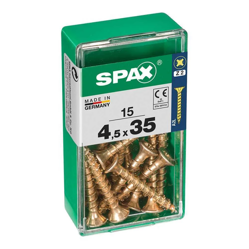 Caixa 15 Unid. Parafuso Madeira Cabeza Plana Yellox 4,5x35mm Spax