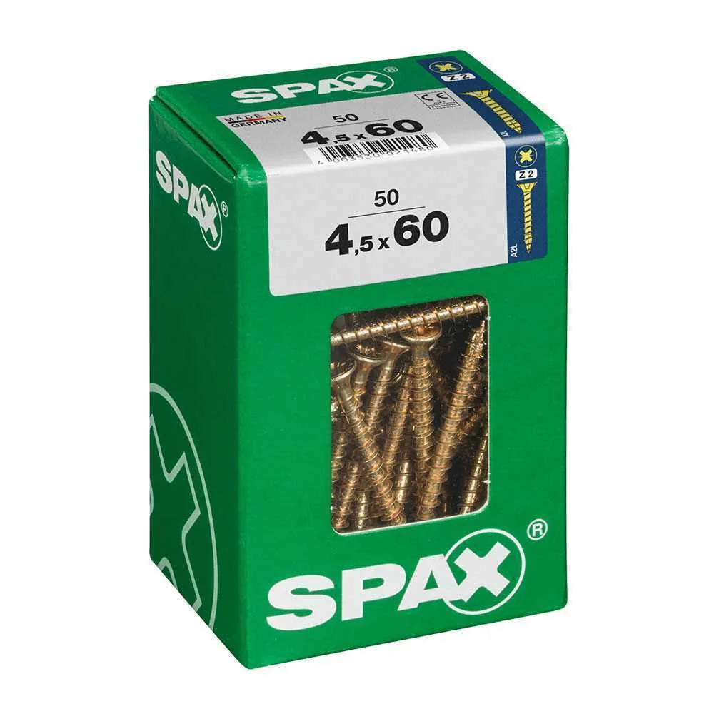 Caixa 50 Unid. Parafuso Madeira Cabeza Plana Yellox 4,5x60mm Spax