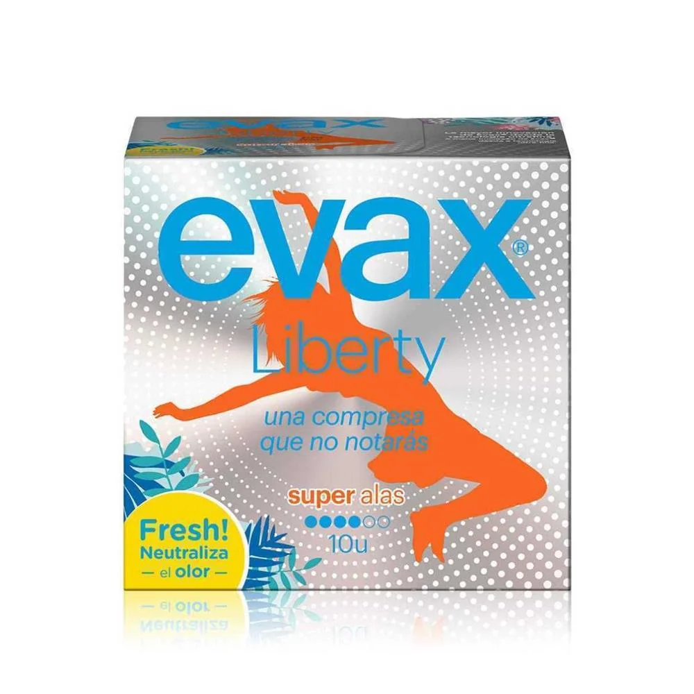 Pensos Higiénicos Super com Alas Liberty Evax Liberty (10 Uds) 10 Unidades 