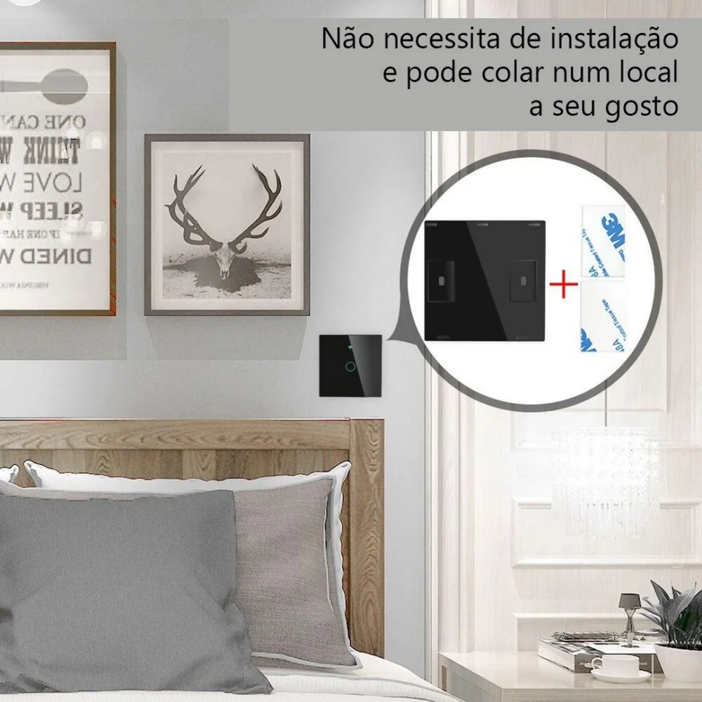 Interruptor sem fios 1 canal RF433 Preto