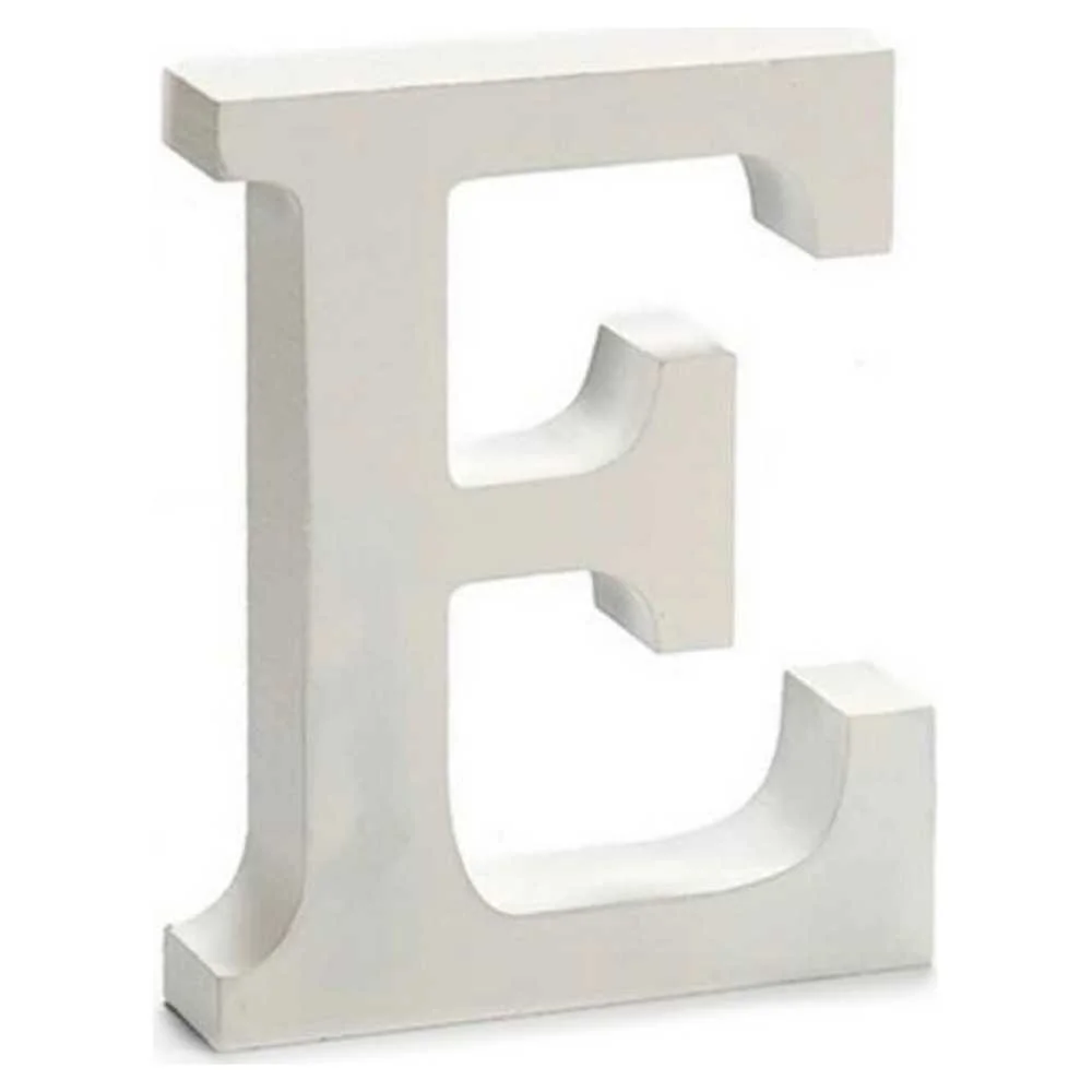 Letra e Branco Madeira 16 X 14,5 Cm 