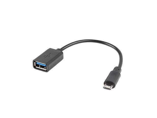 Adaptador Lanberg Otg Usb Micro(M) 2.0 a Usb-A(H) 15 Cm Negro