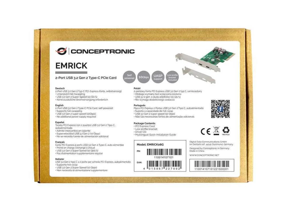 Conceptronic Pci Express Card 2-Port Usb-C 3.2