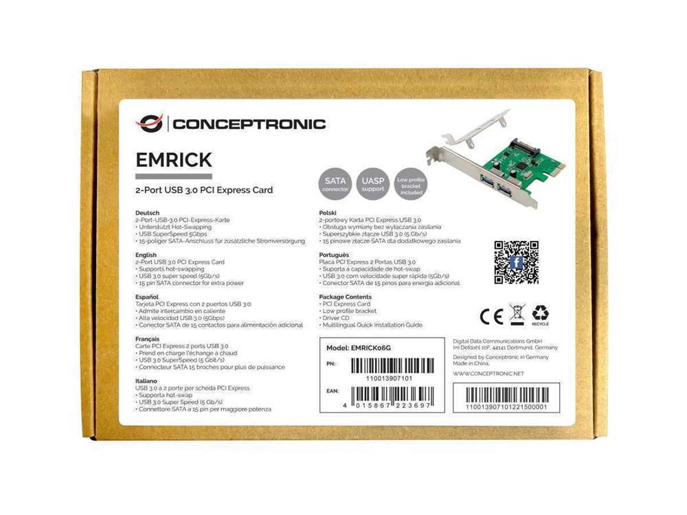 Tarjeta Pcie Usb 3.0 de 2 Puertos Emrick