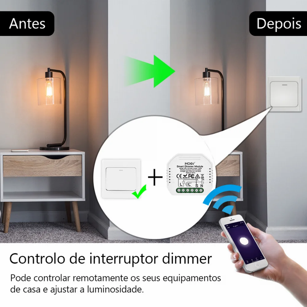 Módulo Dimmer 1 Canal Wi-Fi + Rf433