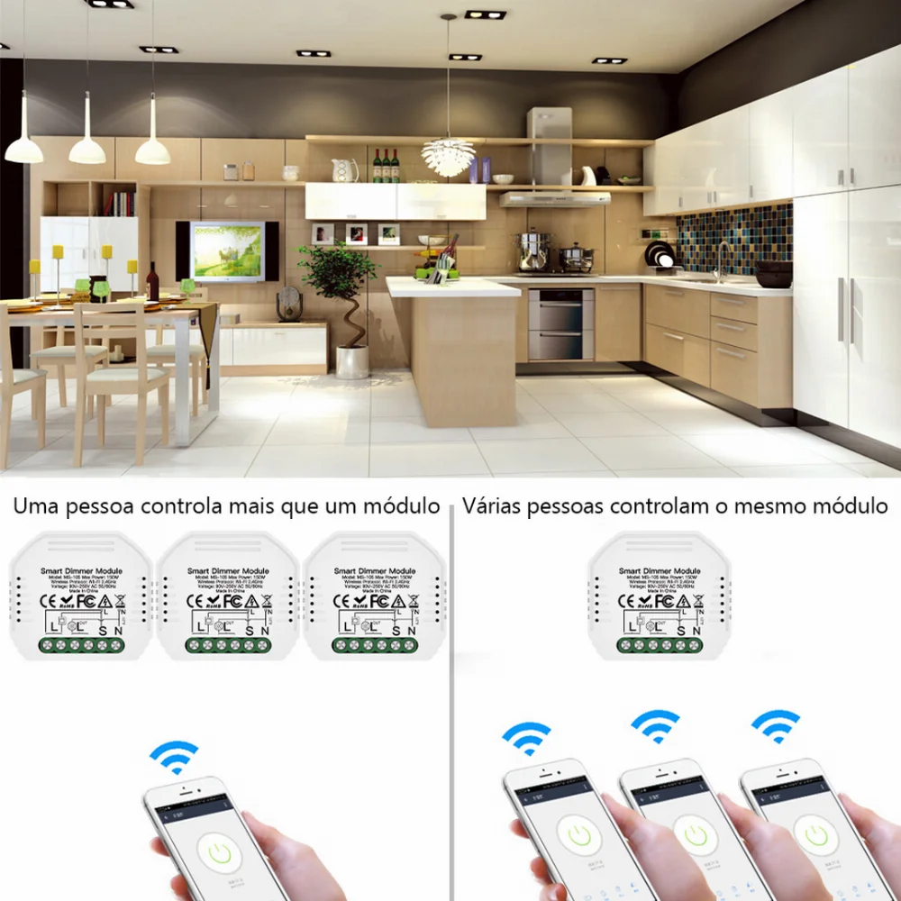 Módulo Dimmer 1 Canal Wi-Fi + Rf433