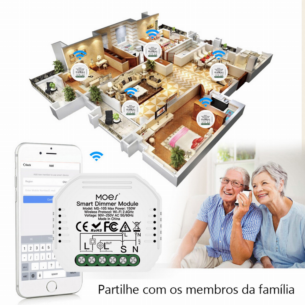 Dimmer 1 Wi-Fi + Rf433 Módulo
