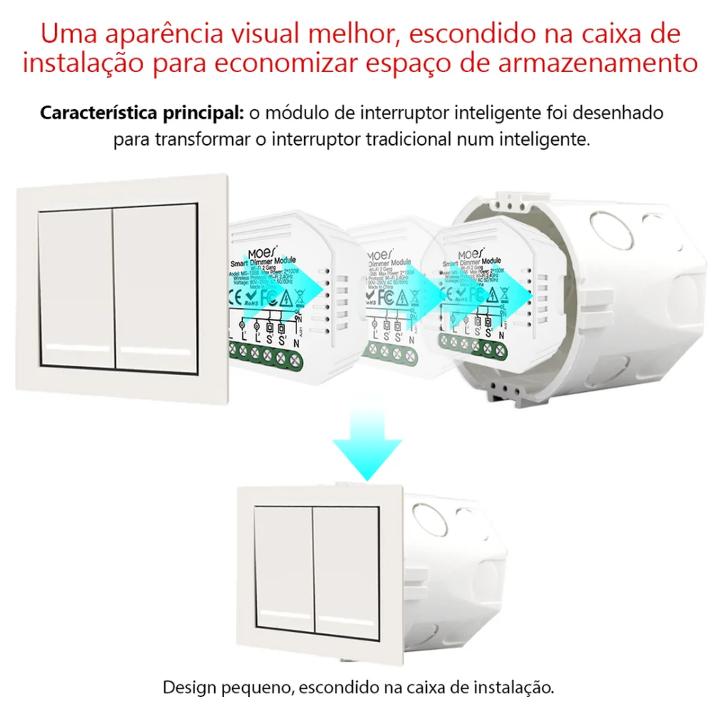 Módulo Dimmer 2 Canais Wi-Fi + Rf433