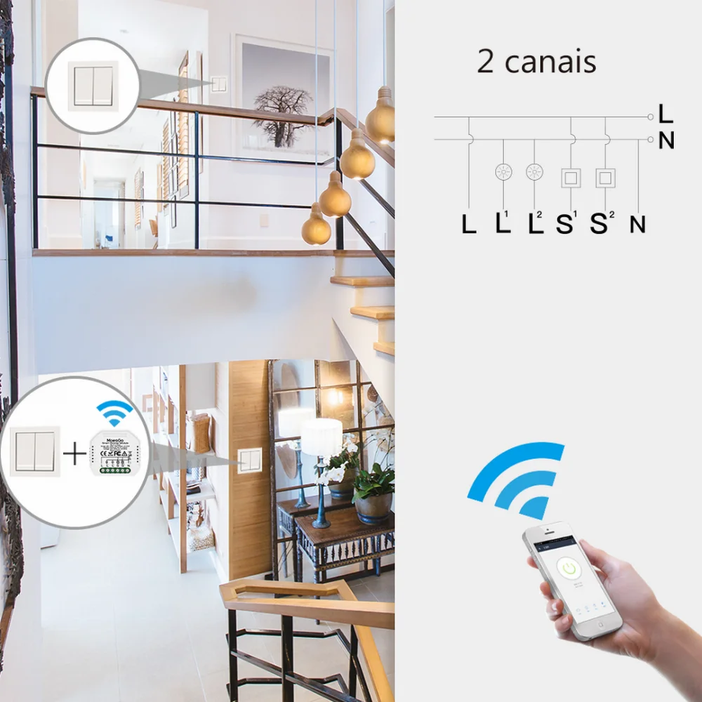 Módulo Dimmer 2 Canais Wi-Fi + Rf433