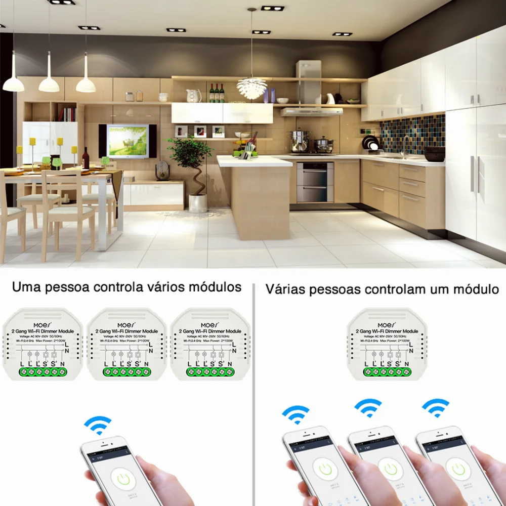 Módulo Dimmer 2 Canais Wi-Fi + Rf433