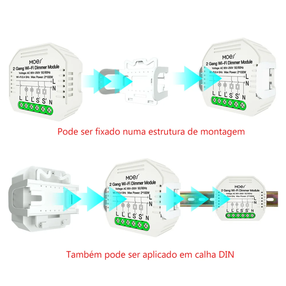 Módulo Dimmer 2 Canais Wi-Fi + Rf433