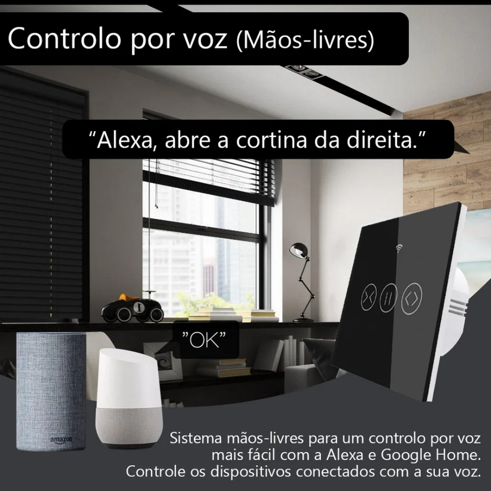 Interruptor para persiana Wi-Fi + RF433 Preto