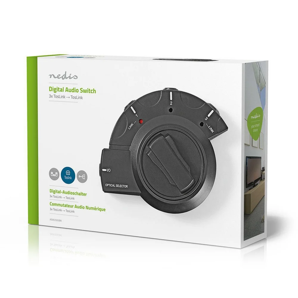 Comutador Audio Digital 3xtoslink F P/ 1xtoslink F