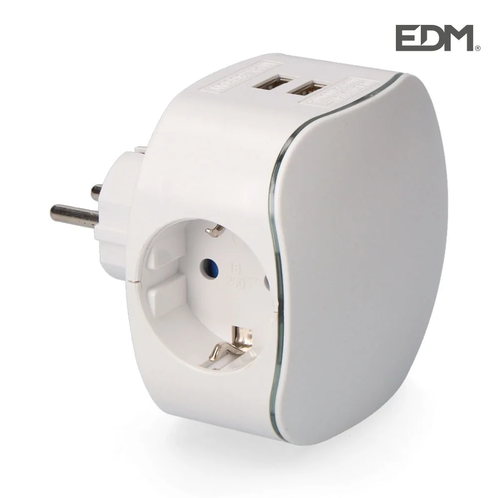 Ficha Tripla  T/Tl 16a 250v Edm 2 Tomadas Usb  21.