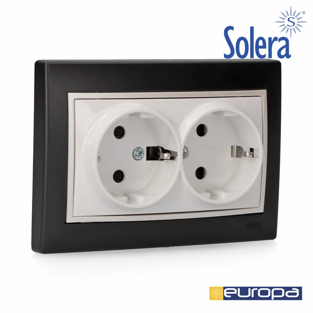 Base Bipolar Fixa Dupla 2p+t 16a Preto S.europa S.