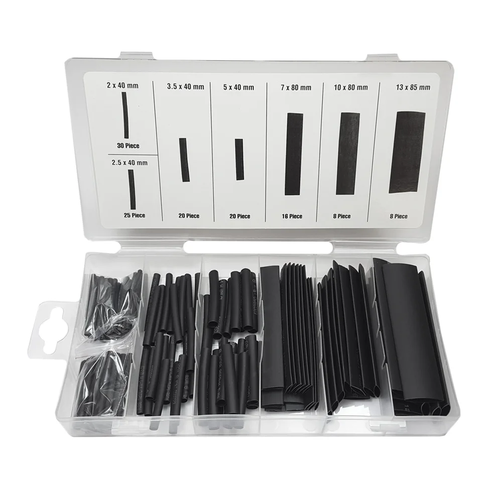 Set de 120 Mangas Termoretrátil Pretas Varios Tamanhos