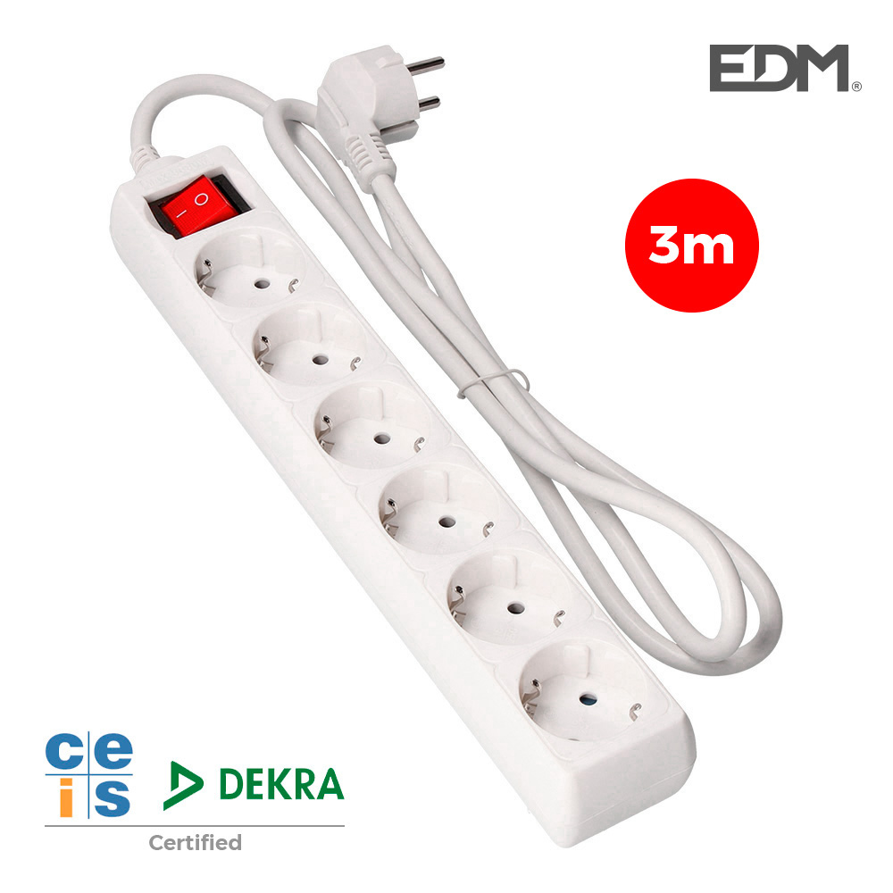 Bloco 6 Tomadas T/tl Com Interruptor 3m 3x1,5mm