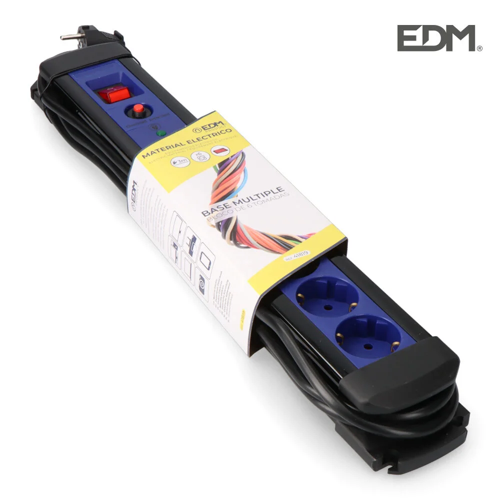 Bloco 6 Tomadas Com Protetor + Interruptor 3 Mts