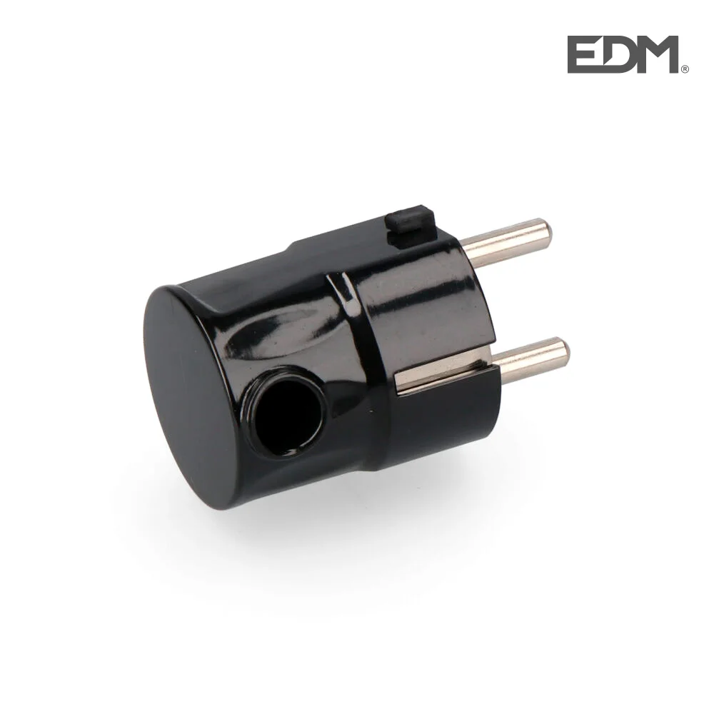 Ficha Schuko S/Lateral 4,8mm Preta Embalada (6022.