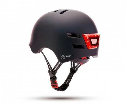 YOUIN CASCO CON LED FRONTAL Y TRASERO NEGRO   (TA.